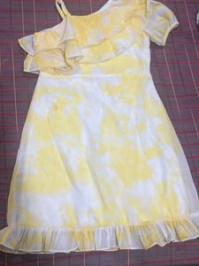 Yellow Tie-Dye Ruffle Dress
