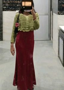 Elegant Red Velvet Maxi Dress
