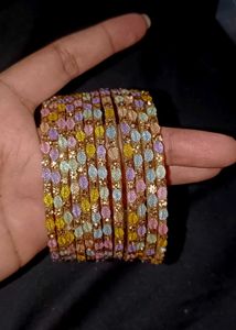 Chic Multicolored Stone Bangles Set