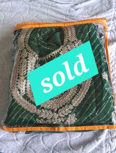 Emerald GreenKurta Sharara Set with E