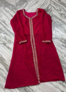 Elegant Pink Kurta with Embellishments