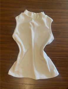 White fitted high-neck sleeveless top