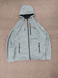 Men's Grey Hooded Zip-Up Jacket