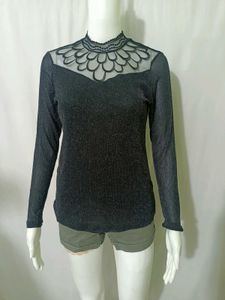 Sparkly Black Mock Neck Top Fixed Price