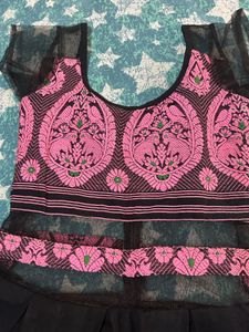 Stylish Pink &amp; Black Embroidered dress