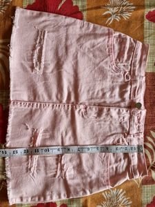 Pink Distressed Mini Skirt