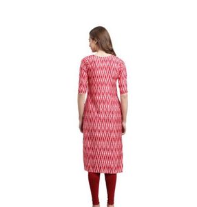 Red &amp; White Print Kurta