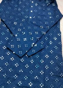 NAVY BLUE MIRROR WORK KURTA