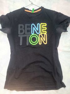 Benetton Black Graphic T-Shirt