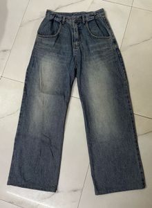 Classic Blue Wash Wide Leg Jeans