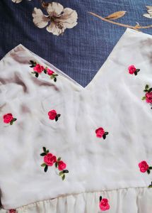 New White Embroidered Blouse