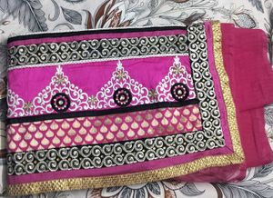 Elegant Pink &amp; White Saree