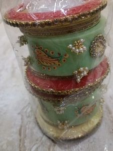 Bridal Chura Set - Mint Green &amp; Gold