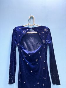 Dark Blue Velvet Mini Dress