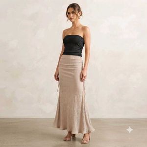 Chic Ruched Maxi Skirt