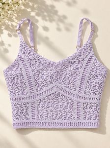 Lavender Cropped Lace Tank Top