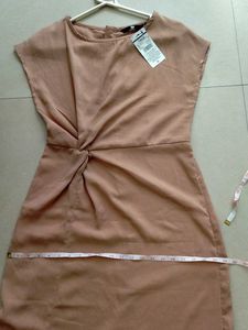 Peach Twist Front Midi Dress
