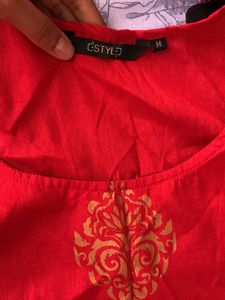 Red And Gold festive Kurta
