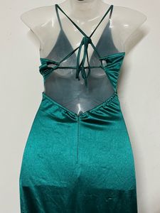 Pintresty Elegant Green Satin Evening Gown