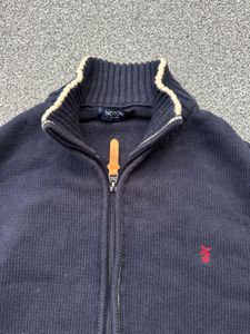 Men's Navy Zip-Up Knit Sweater