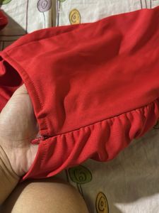 urbanic Vibrant Red Cutout Long Sleeve Dress
