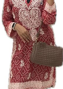 Chikankari Red Kurta