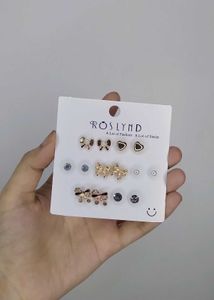 Cute Bow &amp; Heart Stud Earrings Set