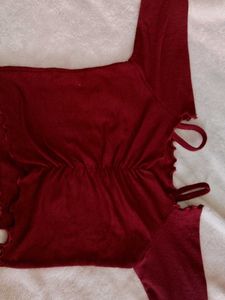 full sleeve maroon elegant top
