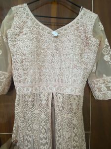 Elegant Pink Embroidered indo western gown