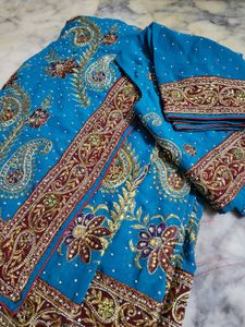 Blue 💙 party wear saree with blouse