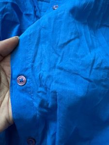 Vibrant Blue Oversized Button-Up Shirt