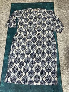 Very New pure cotton Navy & White Printed Kurta