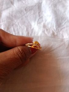 Elegant Gold colour artificial Ring with Heart Des