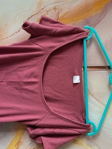 Ribbed Cropped Top - Rose Pink