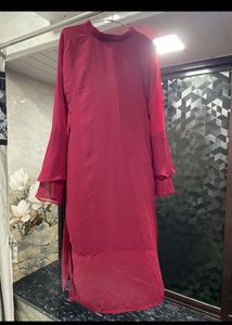 Maroon Embroidered Kurta
