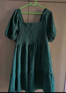 Green Puff Sleeve Mini Dress✨