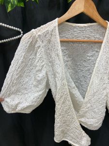 Textured Wrap Top