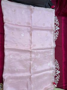 Sky Blue Saree with Embroidered Border
