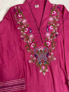 Vibrant Pink Embroidered Kurta