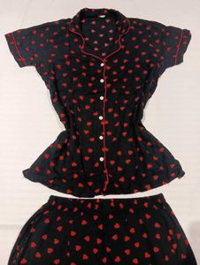 Cute Heart Print Pajama Set