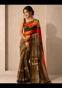 Designer Saree with Abstract Print