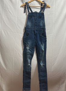 Distressed Denim Overalls