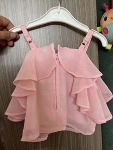 Cute Pink Ruffled Top &amp; Skirt Set