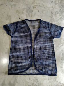 Blue Mesh Cover-Up Top