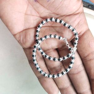 PS97Pure Silver &amp; Black Crystals Baby Nazariya