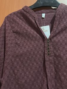 Stylish Textured Maroon Kurta top