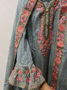 Grey Silk Garara Suit