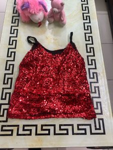 Red sequin party top