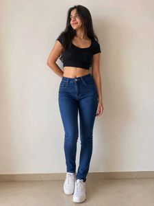 High Waisted Skinny Blue Jeans