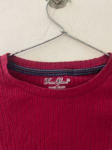 Ribbed mahroon crop  Tee